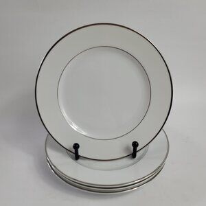 FOUR Style House Fine China Wedding Band Bread Plates White with Platinum Trim